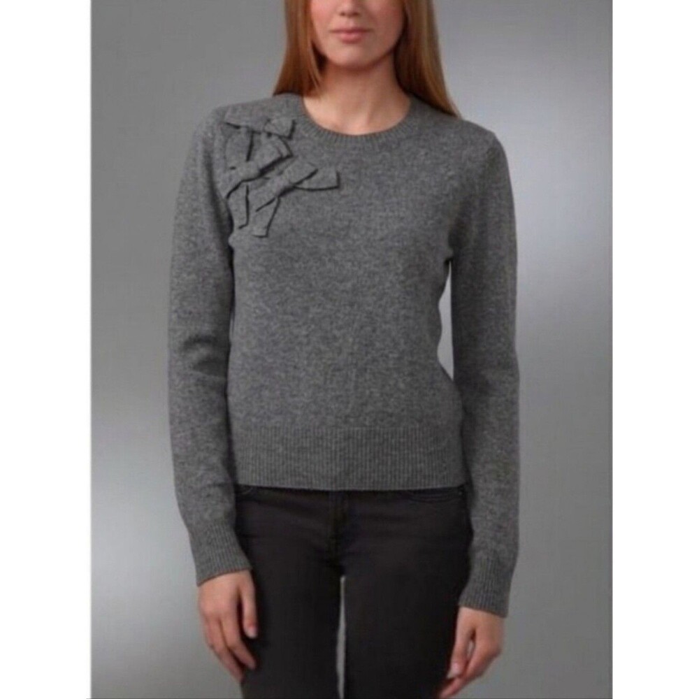 Y2K Juicy Couture Wool and Cashmere Bow Sweater in Heathered Gray Size Small